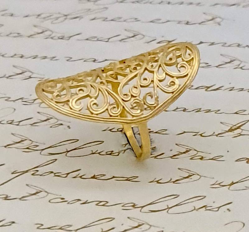 statement Gold Filigraner Ring, Schmuck, Handgemachter Einzigartiges Geschenk Für Sie, Einzigartiger Schmuck von gazellejewelry