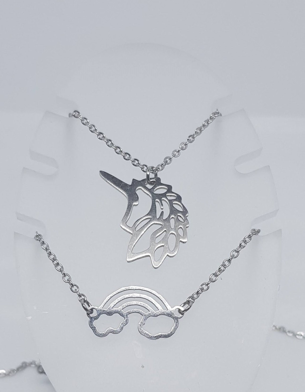 2Tlg Schmuckset Halskette Und Armkette Wunschlänge Damen Edelstahl Handmade Silber Berge Mit Schnee Geschenkverpackung Winter Weihnachten von geRaspel