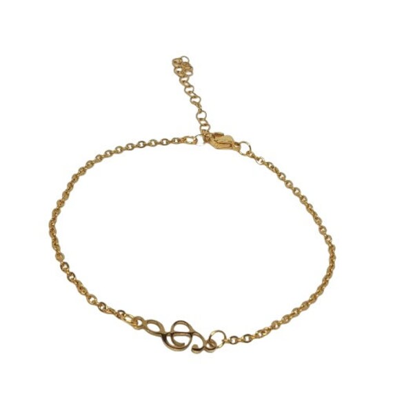 Armkette Fußkette Handmade Mit Note, Musiknote in Gold - Geschenk Für Freundin von geRaspel