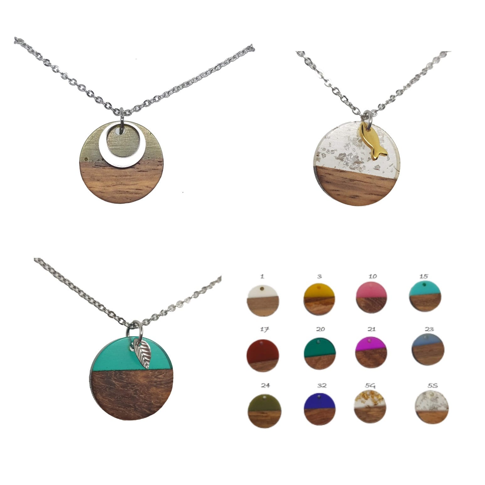 Gerasepl Halskette Mit Kunstharz & Holz Anhänger D 18 Mm Farb - Und Motivauswahl von geRaspel