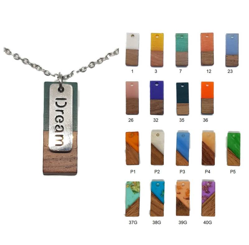 Geraspel Halskette Kunstharz & Holz Anhänger H 20 Mm Verschiedene Farb - Und Motivauswahl von geRaspel