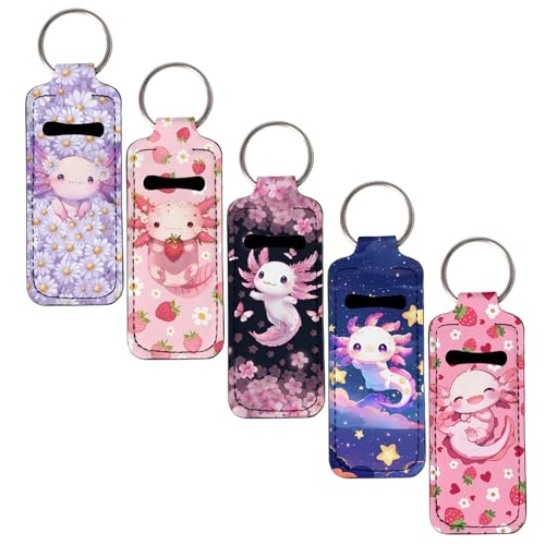 gearider Niedlicher Axolotl Lippenbalsam-Halter, Schlüsselanhänger, Chapstick-Ärmel, Chapstick-Halter, tragbarer Lippenstift-Halter für Frauen und Mädchen, Set mit 5 Reisezubehör gearider Niedlicher Axolotl Lippenbalsam-Halter, Schlüsselanhänger, Chapstick-Ärmel, Chapstick-Halter, tragbarer Lippenstift-Halter für Frauen und Mädchen, Set mit 5 Reisezubehör von gearider