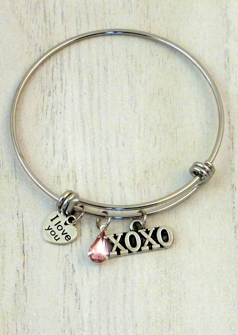 Love Xoxo Armband Valentines Armreif Bettelarmband Pink I Love You Love Xoxo Armband Valentines Armreif Bettelarmband Pink I Love You von geekiecraftie