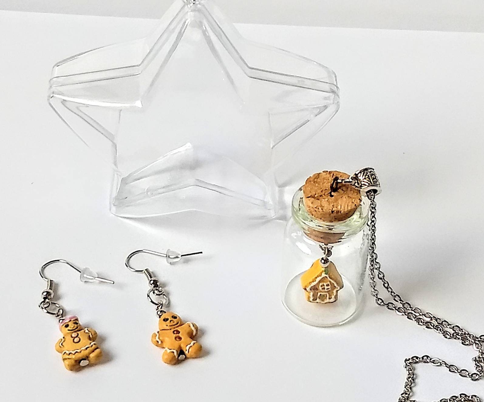 Sale Lebkuchen Ohrringe Und Flasche Halskette Mit Lebkuchenhaus Sale Lebkuchen Ohrringe Und Flasche Halskette Mit Lebkuchenhaus von geekiecraftie