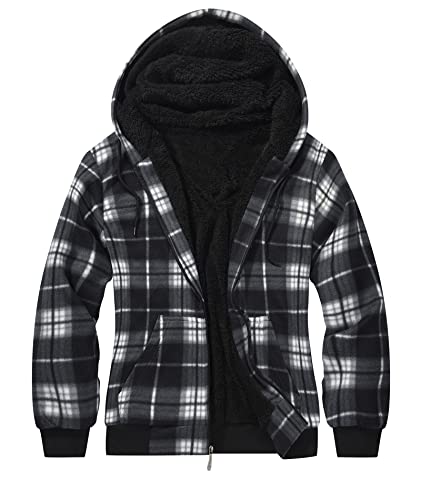 geeksport Fleecejacke Herren Sweatjacke Männer mit Kapuze Warme Kapuzenjacke Gefüttert Winterjacke Kariertes Hoodie mit ReißVerschluss, 0569-Schwarz 3XL geeksport Fleecejacke Herren Sweatjacke Männer mit Kapuze Warme Kapuzenjacke Gefüttert Winterjacke Kariertes Hoodie mit ReißVerschluss, 0569-Schwarz 3XL von geeksport
