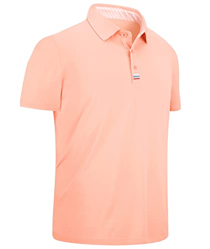 geeksport Golf Poloshirt Herren Sport Shirt Kurzarm Polo Shirt Leicht Männer Lässig Tshirt(Hellrosa XL) von geeksport