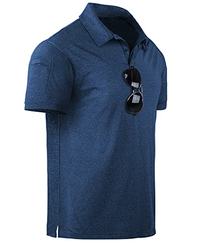 geeksport Herren Poloshirt Kurzarm Slim Fit Shirt Sport Schnelltrocknend Atmungsaktiv Polohemd Sommer Outdoor Golf T-Shirt(170-Navy-3XL) von geeksport