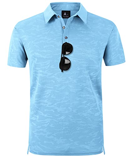 geeksport Herren Poloshirt Kurzarm Tennis Business Polo Shirt Männer Sport Schnelltrocknend Atmungsaktiv Polohemd Sommer Outdoor Golf T-Shirt(0151-Mondblau-3XL) von geeksport