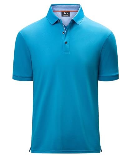 geeksport Herren Poloshirt Kurzarm Tennis Freizeit Shirt Sport Schnelltrocknend Atmungsaktiv Polohemd Sommer Outdoor Golf Tshirt Männer Regular Fit(1623-Blau Grün-3XL) von geeksport