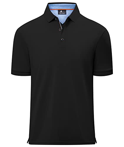 geeksport Herren Poloshirt Kurzarm Tennis Freizeit Shirt Sport Schnelltrocknend Atmungsaktiv Polohemd Sommer Outdoor Golf Tshirt Männer Regular Fit(1623-Schwarz-3XL) von geeksport