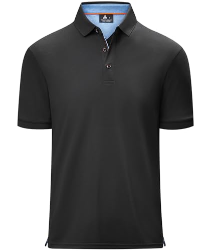 geeksport Herren Poloshirt Kurzarm Tennis Freizeit Shirt Sport Schnelltrocknend Atmungsaktiv Polohemd Sommer Outdoor Golf Tshirt Männer Regular Fit(Dunkelgrau-2XL) von geeksport