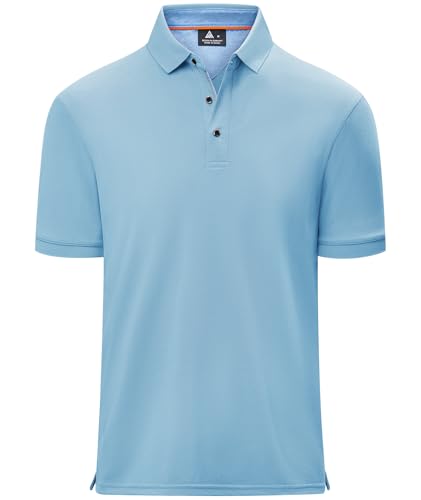 geeksport Herren Poloshirt Kurzarm Tennis Freizeit Shirt Sport Schnelltrocknend Atmungsaktiv Polohemd Sommer Outdoor Golf Tshirt Männer Regular Fit(Hellblau-2XL) von geeksport