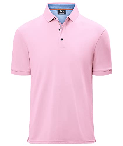 geeksport Herren Poloshirt Kurzarm Tennis Regular Fit Shirt Sport Schnelltrocknend Atmungsaktiv Polo Shirt Männer Sommer Outdoor Golf T-Shirt Regular Fit(1623-Hellrosa-XL) von geeksport
