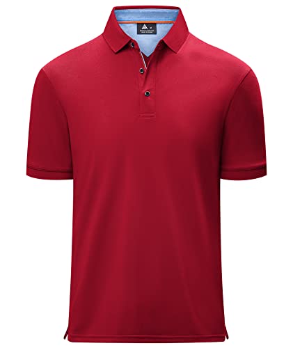 geeksport Herren Poloshirt Kurzarm Tennis Regular Fit Shirt Sport Schnelltrocknend Atmungsaktiv Polo Shirt Männer Sommer Outdoor Golf T-Shirt Regular Fit(1623-Rot-L) von geeksport