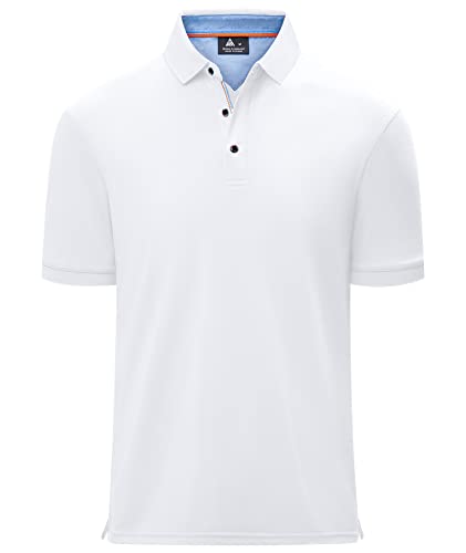 geeksport Herren Poloshirt Kurzarm Tennis Regular Fit Shirt Sport Schnelltrocknend Atmungsaktiv Polo Shirt Männer Sommer Outdoor Golf T-Shirt Regular Fit(1623-Weiß-2XL) von geeksport