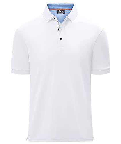 geeksport Herren Poloshirt Kurzarm Tennis Regular Fit Shirt Sport Schnelltrocknend Atmungsaktiv Polo Shirt Männer Sommer Outdoor Golf T-Shirt Regular Fit(1623-Weiß-L) von geeksport
