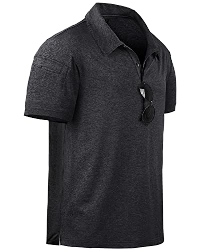 geeksport Herren Poloshirt Kurzarm Tennis Regular Fit Shirt Sport Schnelltrocknend Atmungsaktiv Polohemd Sommer Golf T-Shirt Männer(170-Schwarz-M) von geeksport