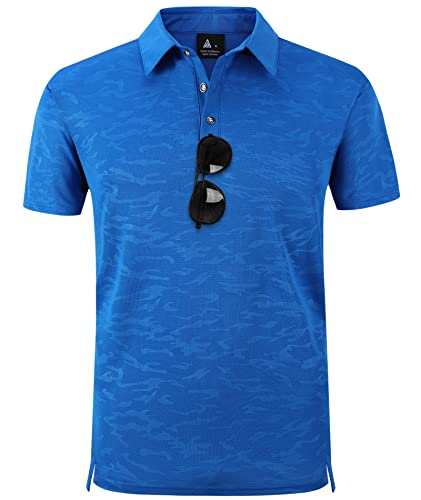 geeksport Herren Poloshirt Kurzarm Tennis Regular Fit Shirt Sport Schnelltrocknend Atmungsaktiv Polohemd Sommer Outdoor Golf Tshirt(0151-Blau-3XL) von geeksport