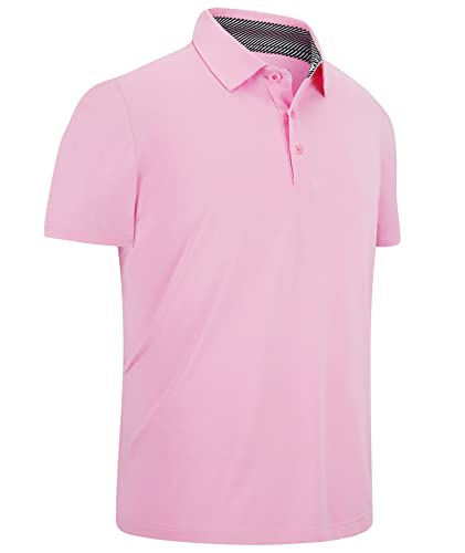 geeksport Poloshirt Herren Kurzarm Atmungsaktive Golf Tennis Shirt Sommer Casual Sport Tshirt Männer Meliert Business Polohemd Regular Fit(Rosa-0169-L) von geeksport