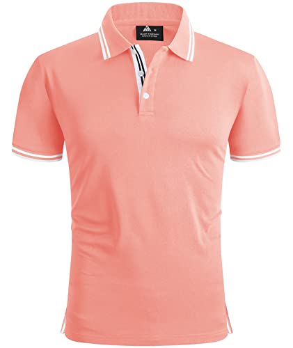 geeksport Poloshirt Herren Kurzarm Regular Fit Sport Poloshirts Männer Schnelltrocknend Atmungsaktiv Polohemd Sommer Outdoor Golf T-Shirt(Koralle-M) von geeksport