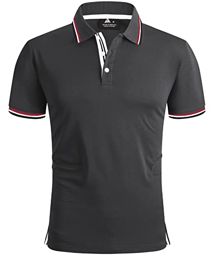 geeksport Poloshirts Herren Kurzarm Tennis Slim Fit Golf Polo Shirt Männer Sport Schnelltrocknend Atmungsaktiv Polohemd Sommer Outdoor Golf T-Shirt(Grau-3XL) von geeksport