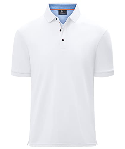 geeksport Poloshirts Herren Kurzarm Tennis Slim Fit Golf Polo Shirt Männer Sport Schnelltrocknend Atmungsaktiv Polohemd Sommer Outdoor Golf T-Shirt(1623-Weiß-M) von geeksport