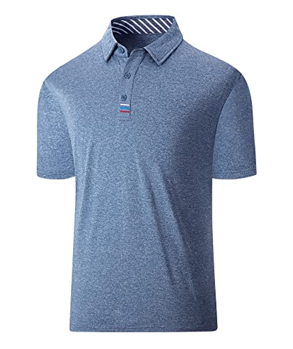 geeksport Poloshirts für Herren Atmungsaktiv Poloshirt Männer Elegant Leicht T-Shirt Sommer (Blaugrau M) von geeksport