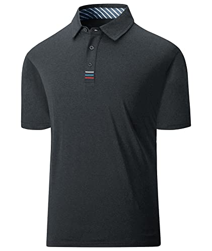 geeksport Poloshirts für Herren Kurzarm Golf Tshirts Tshirt Sport Outdoor Poloshirt Leicht T-Shirt (Dunkelgrau 2XL) von geeksport