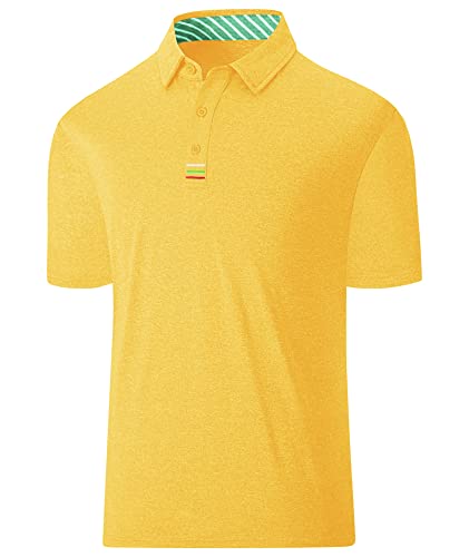 geeksport Poloshirts für Herren Kurzarm Golf Tshirts Tshirt Sport Outdoor Poloshirt Leicht T-Shirt (Gelb L) von geeksport