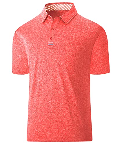 geeksport Poloshirts für Herren Kurzarm Golf Tshirts Tshirt Sport Outdoor Poloshirt Leicht T-Shirt (Rötlich-orange M) von geeksport