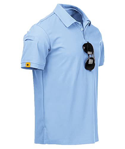geeksport Poloshirt Herren Kurzarm T-Shirts Männer Sport Golf Polohemd (Mondblau XL) von geeksport