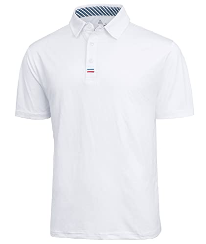 geeksport Tshirt Herren Freizeit Sport Polo Golf Short Sleeve Funktionsshirt Leicht Atmungsaktiv(Weiß 2XL) von geeksport