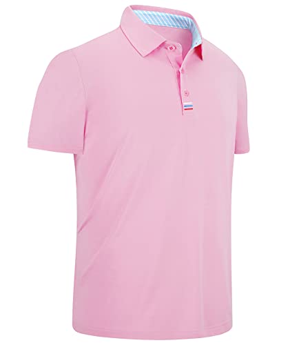 geeksport Tshirt Herren Freizeit Sport Polo Golf Short Sleeve Funktionsshirt Leicht Atmungsaktiv (Rosa M) von geeksport