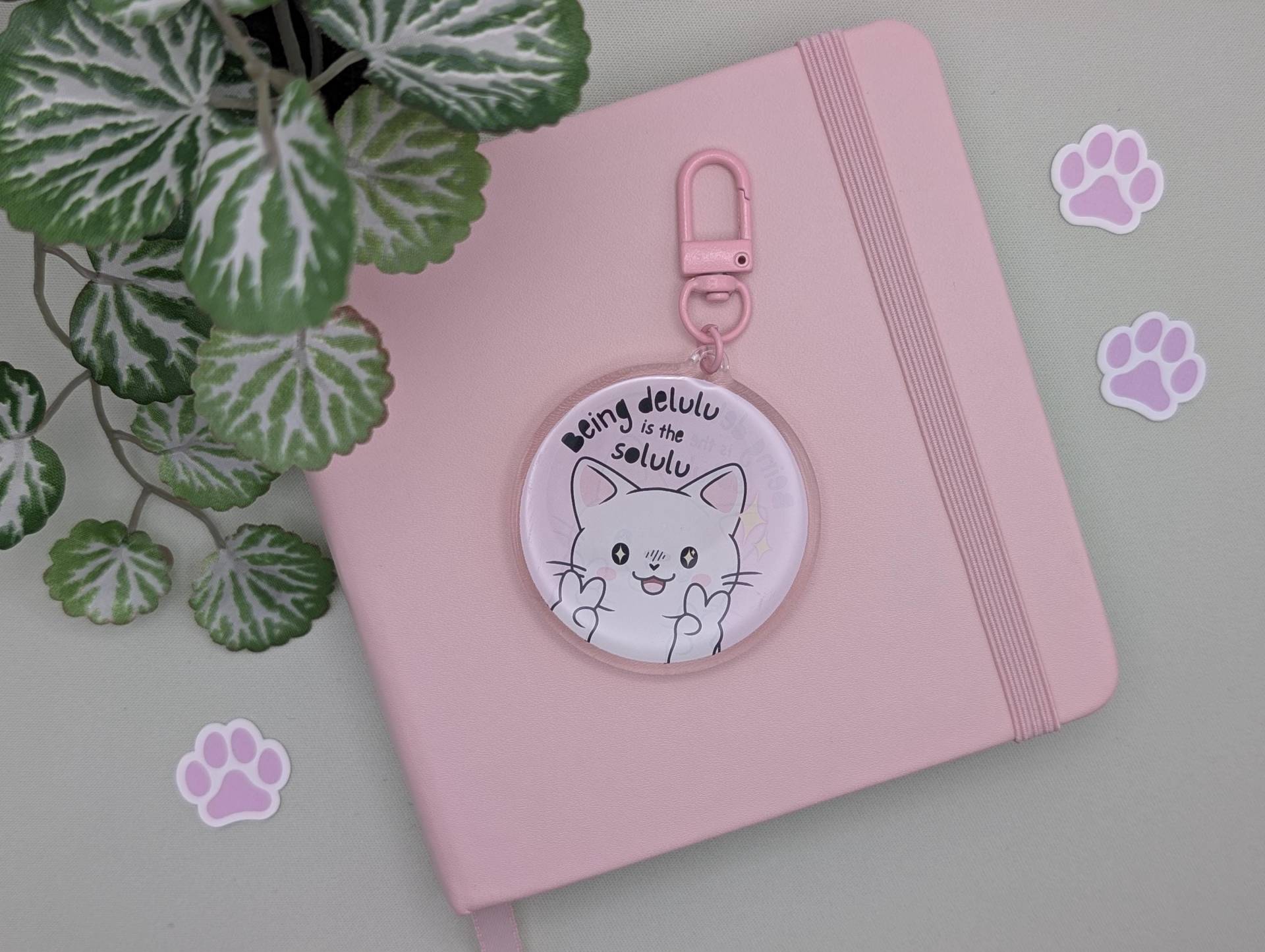 Delulu Zu Sein, Ist Der Solulu Cat Acryl-Schlüsselanhänger Lustiger Meme-Charm von geekyfeels