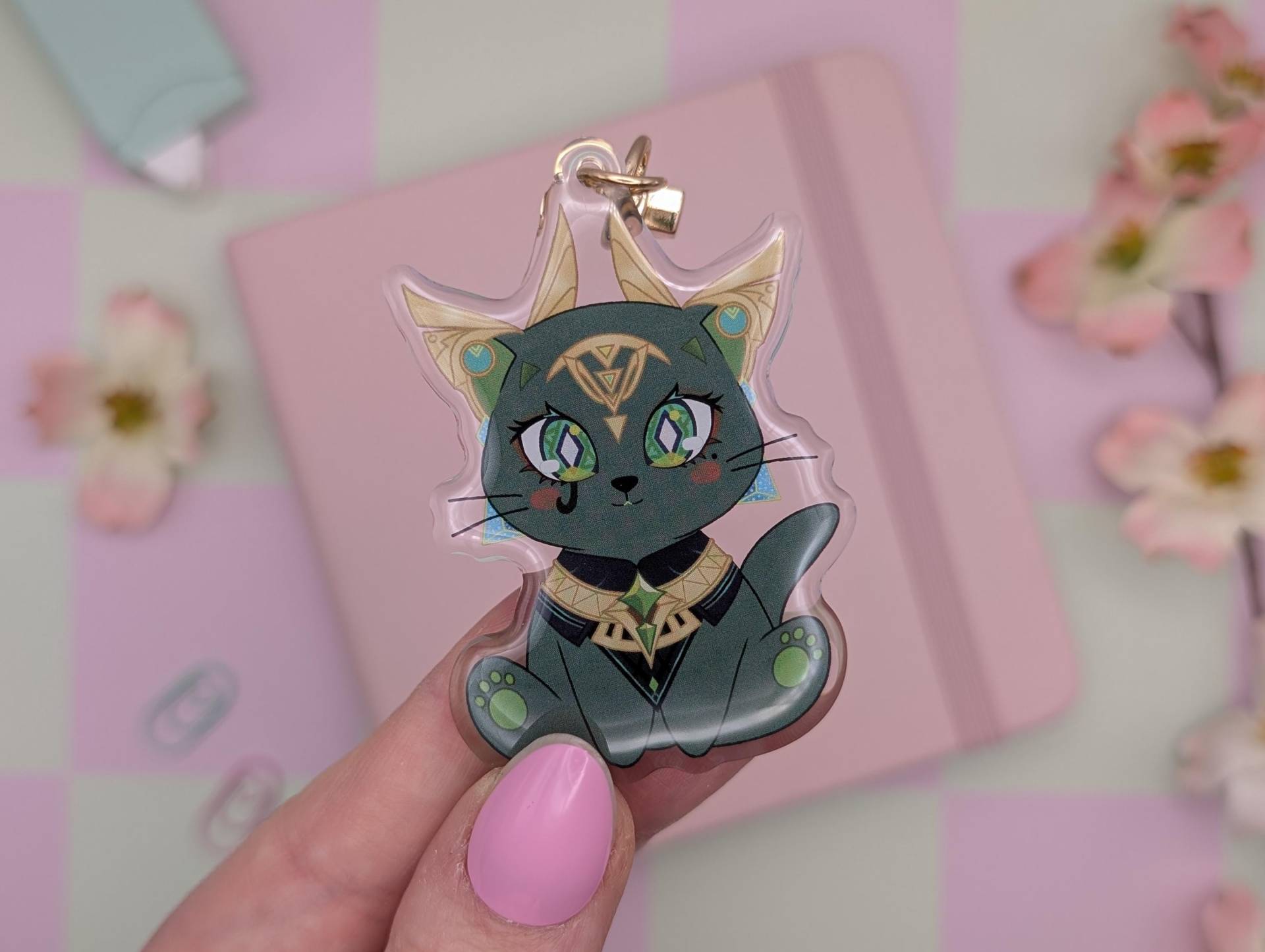 Nefer Katze Acryl Schlüsselanhänger Genshin Auswirkungen Chibi Charme von geekyfeels