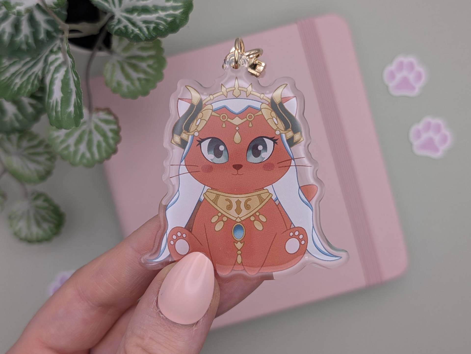 Nilou Genshin Wirkung Katze Schlüsselanhänger Aus Acryl Charm Im Chibi Style von geekyfeels