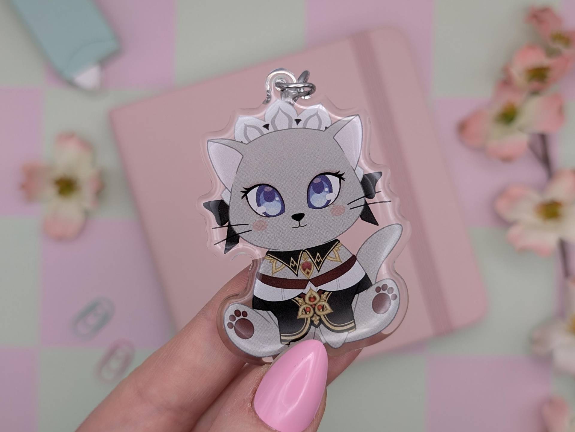 Sandrone Katze Acryl Schlüsselanhänger Genshin Auswirkungen Chibi Charme von geekyfeels