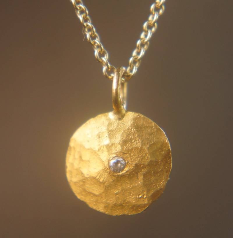 24K Gold Pendant/Einzigartiges Pendant//24K Solides Setstuds Set/Solide Gold Braun Set//24K Diamond von geffenjewelry