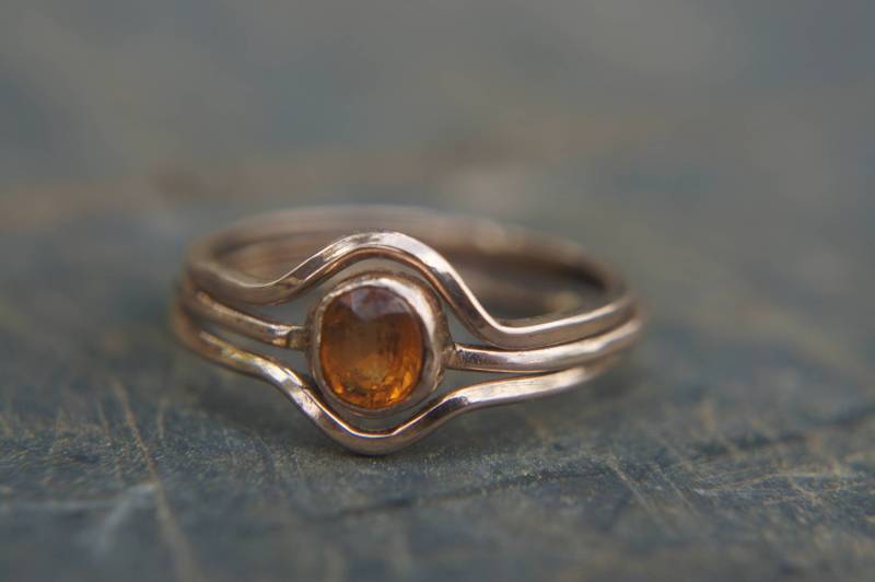 Goldring// 750Er Roségold//Handgemachter Spessartin Granat Ring//Orangen Ring// Orange Ring von geffenjewelry