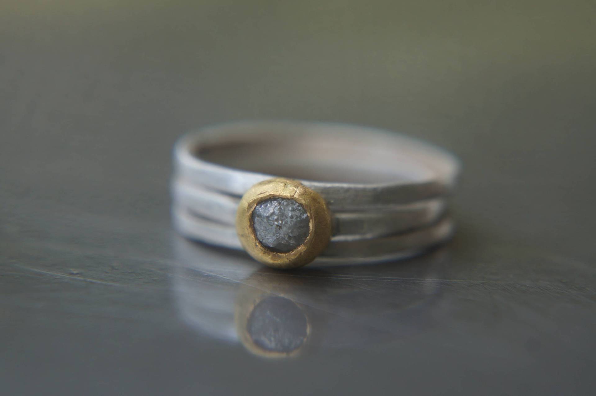 Rohdiamant Ring-stacking Ringe Set-Yoavgefen-Rohdiamant Ring-Engagement Ring-Ungeschnittendiamant Diamant Ring-Alternative von geffenjewelry