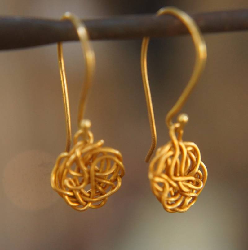 Solide Gold Ohrringe //Gold Draht //24 K Ohrring/24 Runde Baumeln von geffenjewelry