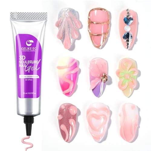 Gelike ec 3D Skulptur Nail Gel: Pink Multifunktionell Rhinestone Nail Gel 3D Gel Nail Art für Nail Charms Nageldesign Sculpting Nageldekoration Maniküre Nagelmodellage DIY at Hause von gelike ec