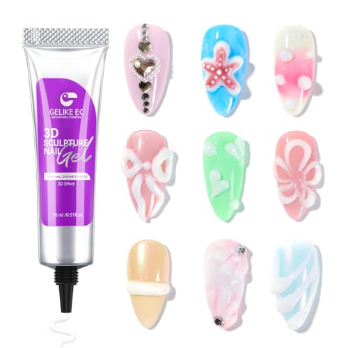 Gelike ec 3D Skulptur Nail Gel: White Multifunktionell Rhinestone 3D Gel Nail Art für Nail Charms Nageldesign Sculpting Nageldekoration Maniküre Nagelmodellage DIY at Hause von gelike ec