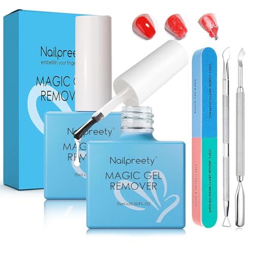 2 Stück 15ml Nagellackentferner Für Gelnägel, Nail Polish Remover, Gelnägel Entferner Kit, Mit Hautschieber und Nagelschaber, Entfernt Schnell und Einfach Gellack, Schadet Dem Nagel Nicht von gelpretty