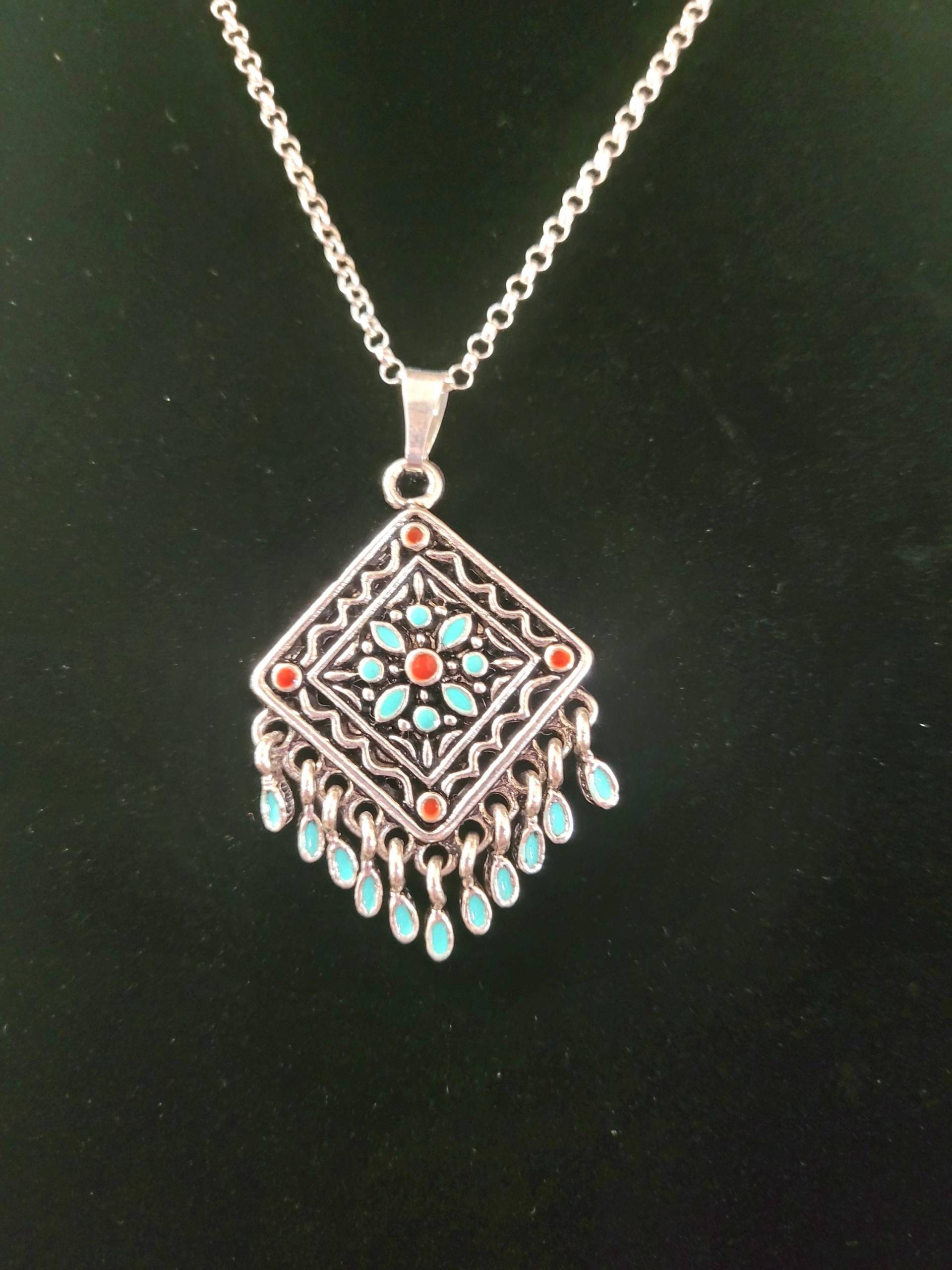 Emaille Silber Fertig Zinn Anhänger Und 18 "sterling Gefüllt Kette Emaille Silber Fertig Zinn Anhänger Und 18 "sterling Gefüllt Kette von gemaliciousboutique