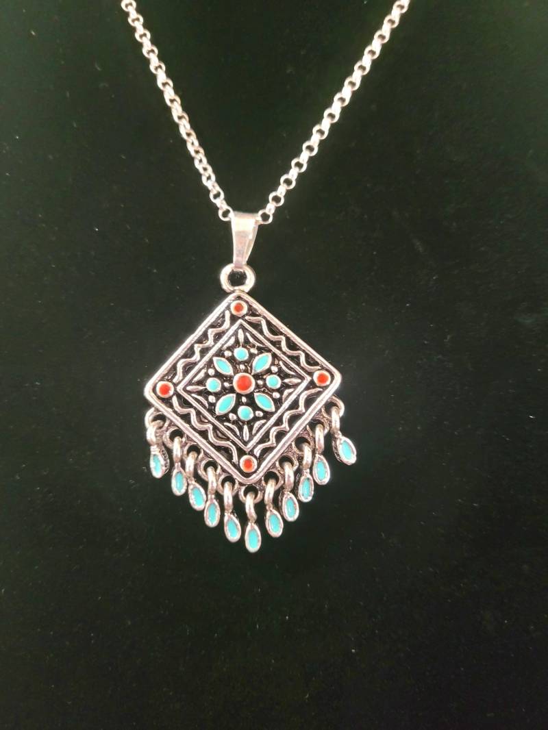 Emaille Silber Fertig Zinn Anhänger Und 18 "sterling Gefüllt Kette Emaille Silber Fertig Zinn Anhänger Und 18 "sterling Gefüllt Kette von gemaliciousboutique