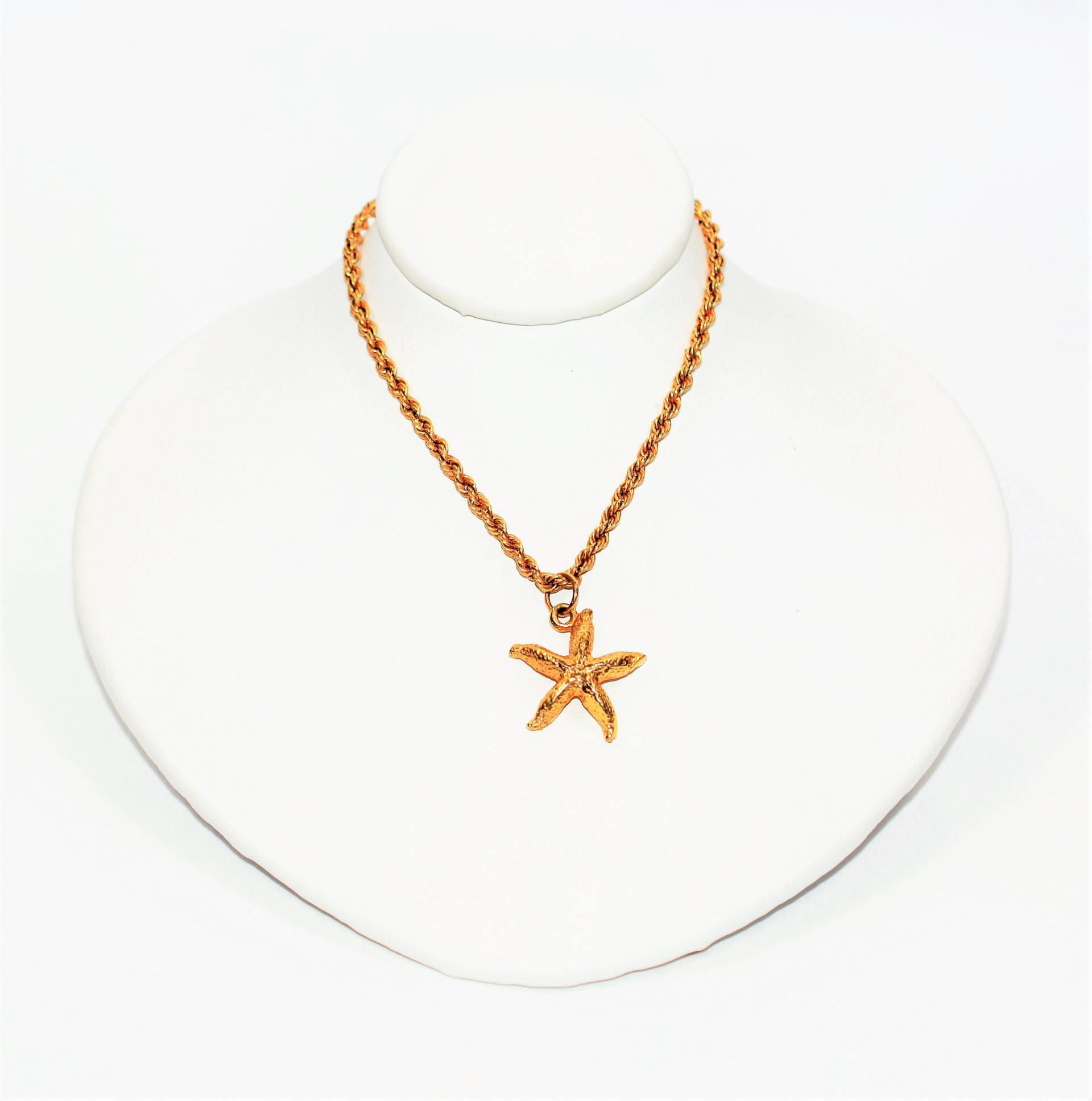 14K Solid Gold Seestern Anhänger Halskette - Nachlass Schmuck von gemcitygems