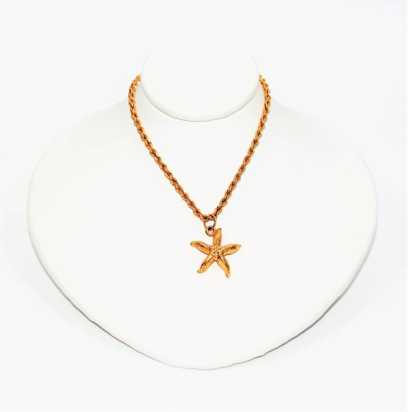 14K Solid Gold Seestern Anhänger Halskette - Nachlass Schmuck von gemcitygems
