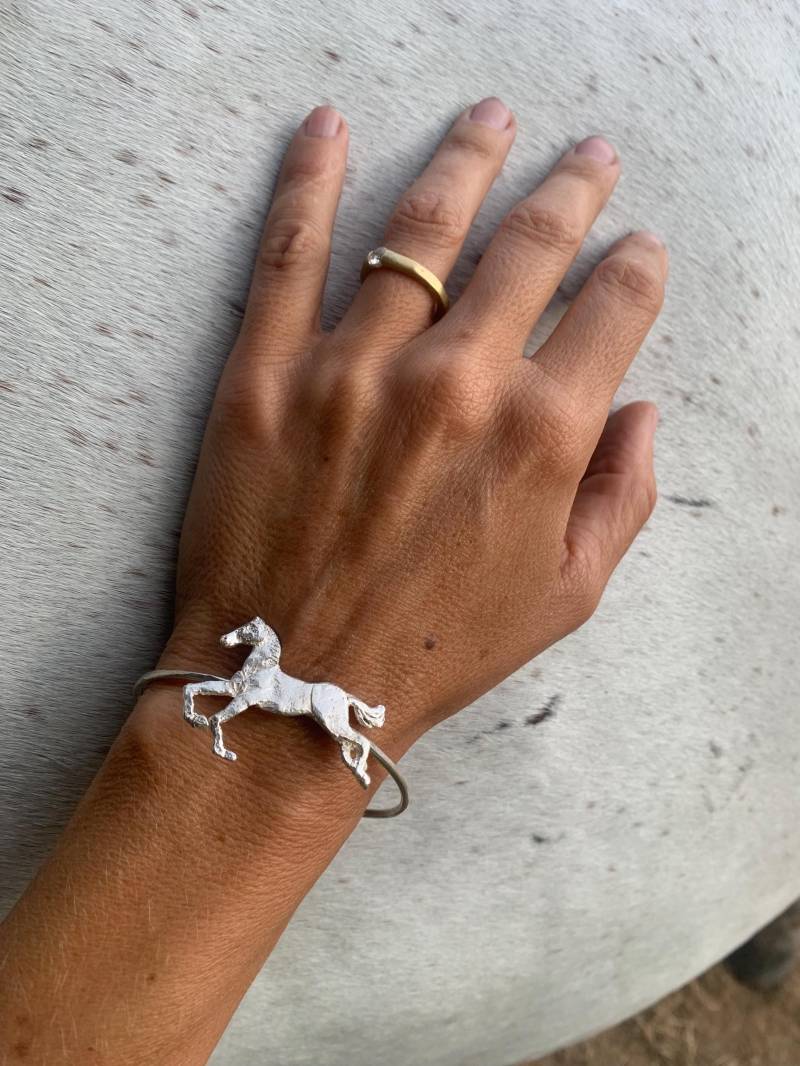 Silberner Pferdeanhänger. Anhänger Mit Karussellpferd. Silberne Pferdehalskette. Halskette von gemmaferran