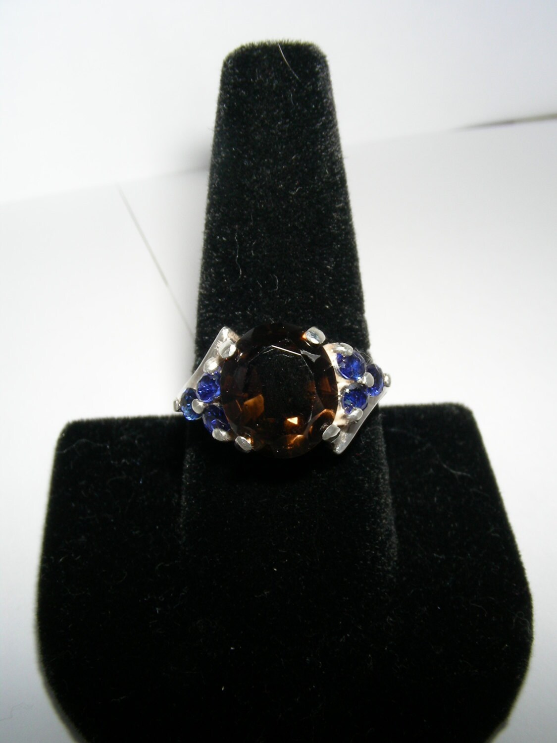 Smokey Quarz Und Lab Blau Saphir Sterling Silber Ring Combo Smokey Quarz Und Lab Blau Saphir Sterling Silber Ring Combo von gemnut1171